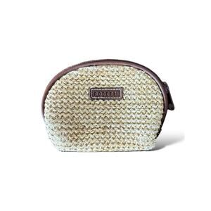 Rosetti Straw Woven Coin Purse Pouch Makeup Case Zipper Closure Boho Mini Bag